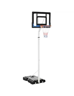 SPORTNOW 2.6-3.1m Adjustable Basketball Hoop and Basketball Stand w/ Backboard and Weighted Base, Portable on Wheels, White