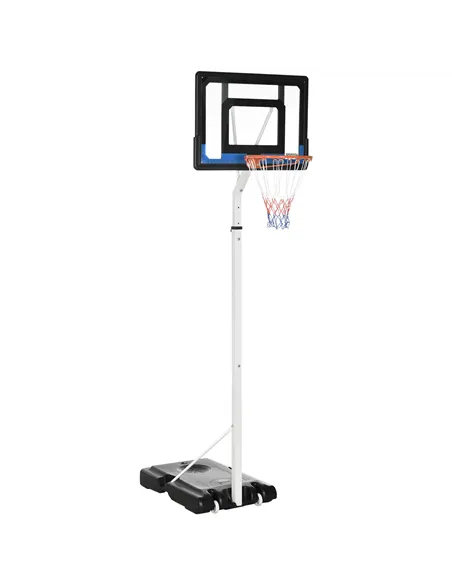 SPORTNOW 2.6-3.1m Adjustable Basketball Hoop and Basketball Stand w/ Backboard and Weighted Base, Portable on Wheels, White