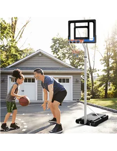SPORTNOW 2.6-3.1m Adjustable Basketball Hoop and Basketball Stand w/ Backboard and Weighted Base, Portable on Wheels, White 2