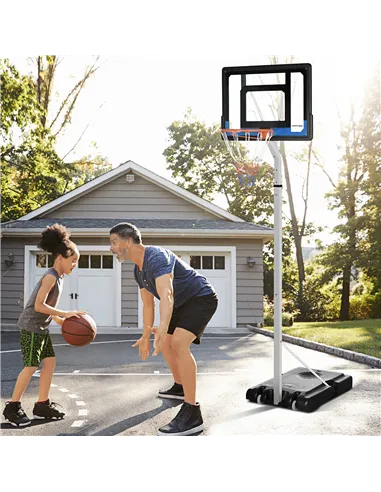 SPORTNOW 2.6-3.1m Adjustable Basketball Hoop and Basketball Stand w/ Backboard and Weighted Base, Portable on Wheels, White