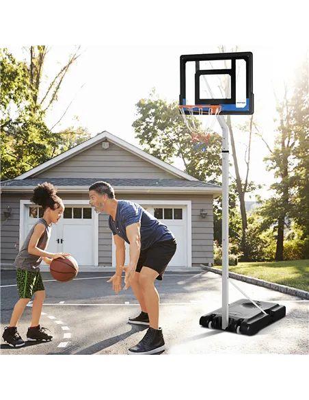 SPORTNOW 2.6-3.1m Adjustable Basketball Hoop and Basketball Stand w/ Backboard and Weighted Base, Portable on Wheels, White