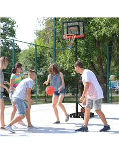 SPORTNOW 2.6-3.1m Adjustable Basketball Hoop and Basketball Stand w/ Backboard and Weighted Base, Portable on Wheels, Black 2