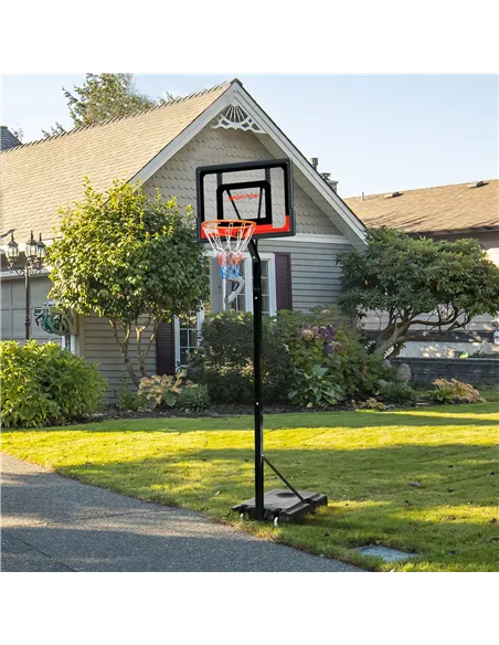 SPORTNOW 2.6-3.1m Adjustable Basketball Hoop and Basketball Stand w/ Backboard and Weighted Base, Portable on Wheels, Black