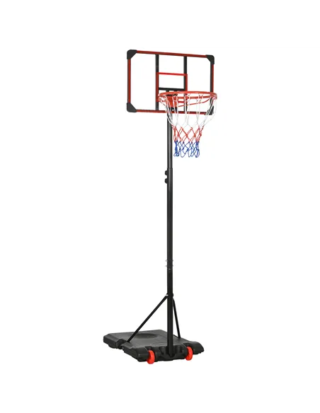 SPORTNOW Height Adjustable Basketball Hoop and Stand with Firm Backboard and Weighted Base, Portable on Wheels, Red