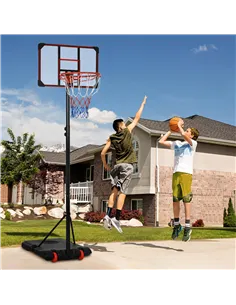 SPORTNOW Height Adjustable Basketball Hoop and Stand with Firm Backboard and Weighted Base, Portable on Wheels, Red 2
