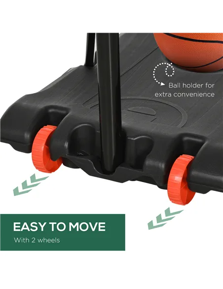 SPORTNOW Height Adjustable Basketball Hoop and Stand with Firm Backboard and Weighted Base, Portable on Wheels, Red