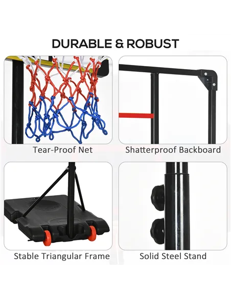 SPORTNOW Height Adjustable Basketball Hoop and Stand with Firm Backboard and Weighted Base, Portable on Wheels, Red