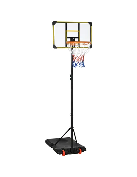 SPORTNOW Height Adjustable Basketball Hoop and Stand with Firm Backboard and Weighted Base, Portable Wheels, Yellow