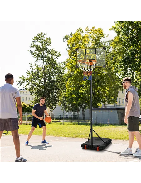 SPORTNOW Height Adjustable Basketball Hoop and Stand with Firm Backboard and Weighted Base, Portable Wheels, Yellow
