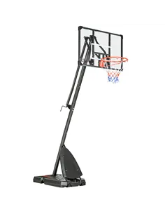 SPORTNOW 2.4-2.9m Adjustable Basketball Hoop and Stand with Weighted Base, Portable on Wheels, Black