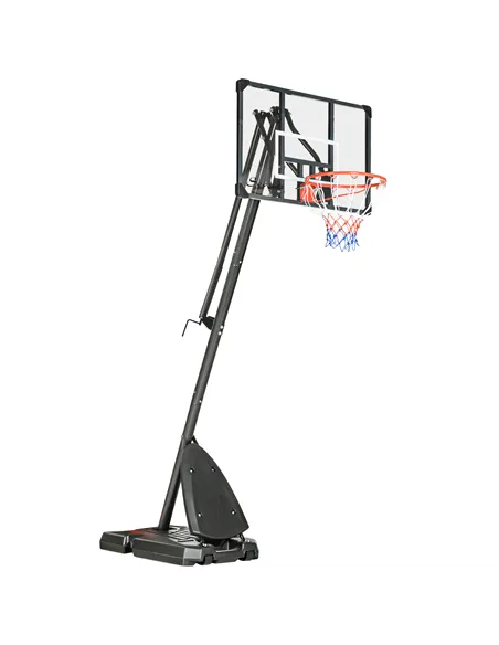 SPORTNOW 2.4-2.9m Adjustable Basketball Hoop and Stand with Weighted Base, Portable on Wheels, Black