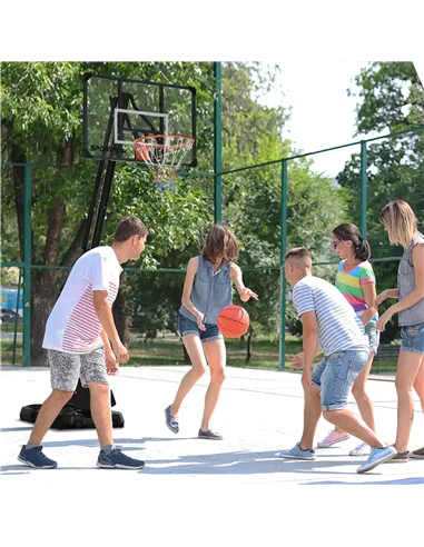 SPORTNOW 2.4-2.9m Adjustable Basketball Hoop and Stand with Weighted Base, Portable on Wheels, Black