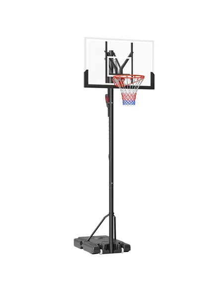 SPORTNOW Six-Level Height Adjustable Freestanding Basketball Hoop and Stand with Wheels, 2.35-3.05m
