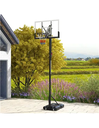 SPORTNOW Six-Level Height Adjustable Freestanding Basketball Hoop and Stand with Wheels, 2.35-3.05m
