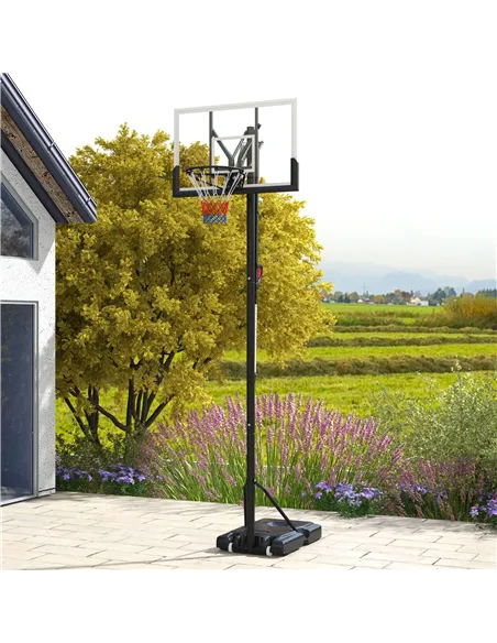 SPORTNOW Six-Level Height Adjustable Freestanding Basketball Hoop and Stand with Wheels, 2.35-3.05m