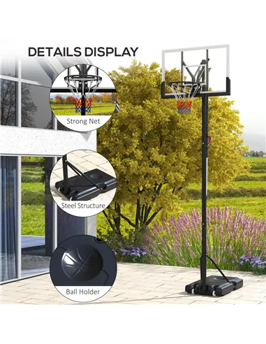 SPORTNOW Six-Level Height Adjustable Freestanding Basketball Hoop and Stand with Wheels, 2.35-3.05m