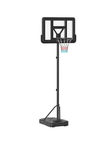 SPORTNOW Height Adjustable Basketball Stand Net Set System, Freestanding Basketball Hoop and Stand w/ Wheels, 200-305cm - Black