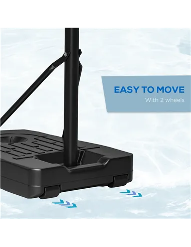 SPORTNOW Height Adjustable Basketball Stand Net Set System, Freestanding Basketball Hoop and Stand w/ Wheels, 200-305cm - Black