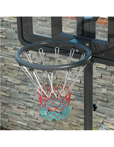 SPORTNOW Height Adjustable Basketball Stand Net Set System, Freestanding Basketball Hoop and Stand w/ Wheels, 200-305cm - Black