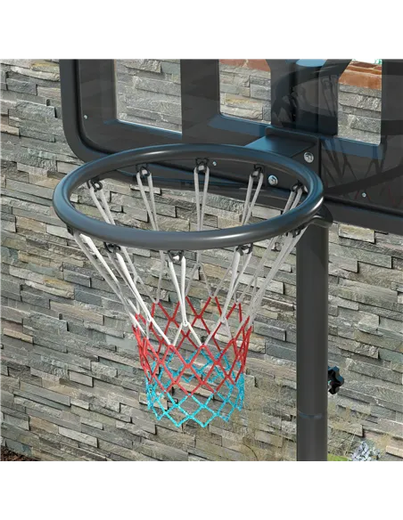 SPORTNOW Height Adjustable Basketball Stand Net Set System, Freestanding Basketball Hoop and Stand w/ Wheels, 200-305cm - Black