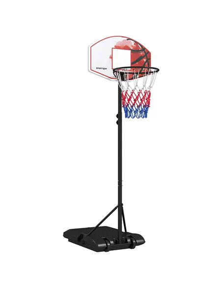 SPORTNOW Adjustable Basketball Stand Net System, with Wheels, Enlarged Base, PE, Backboard, 179-209cm