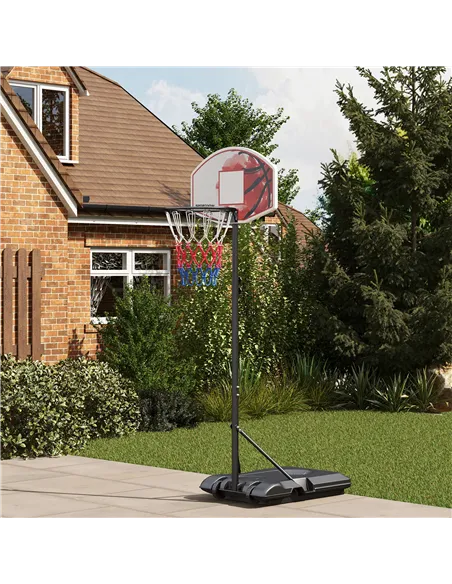 SPORTNOW Adjustable Basketball Stand Net System, with Wheels, Enlarged Base, PE, Backboard, 179-209cm