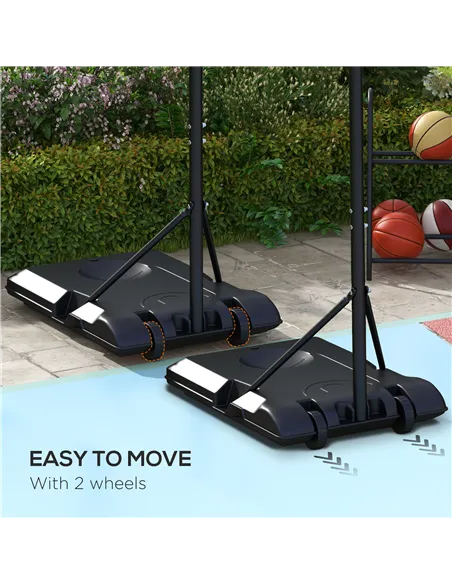 SPORTNOW Adjustable Basketball Stand Net System, with Wheels, Enlarged Base, PE, Backboard, 179-209cm