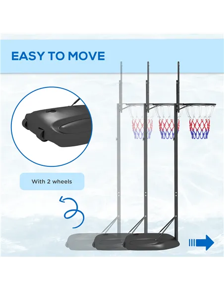 SPORTNOW Height Adjustable Basketball System, Freestanding Basketball Hoop and Stand w/ Wheels, 167-228cm