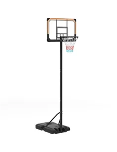 SPORTNOW Height Adjustable Basketball Stand Net Set System, Freestanding Basketball Hoop and Stand with Wheels, 182-213cm - Blac