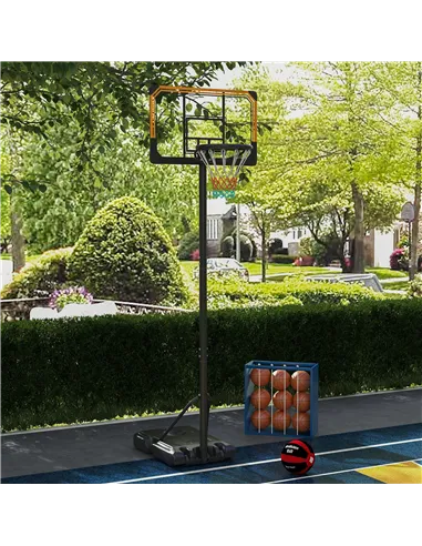 SPORTNOW Height Adjustable Basketball Stand Net Set System, Freestanding Basketball Hoop and Stand with Wheels, 182-213cm - Blac
