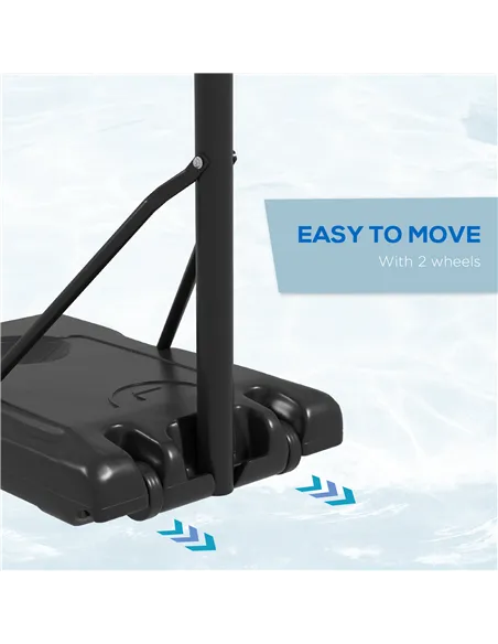 SPORTNOW Height Adjustable Basketball Stand Net Set System, Freestanding Basketball Hoop and Stand with Wheels, 182-213cm - Blac