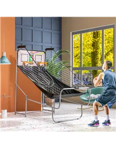 SPORTNOW Foldable Double-Hoop Basketball Arcade Game, with Eight Modes, Four Basketballs, Electronic Scoreboard, Sound Effects 2