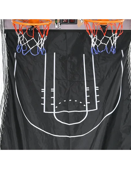 SPORTNOW Foldable Double-Hoop Basketball Arcade Game, with Eight Modes, Four Basketballs, Electronic Scoreboard, Sound Effects