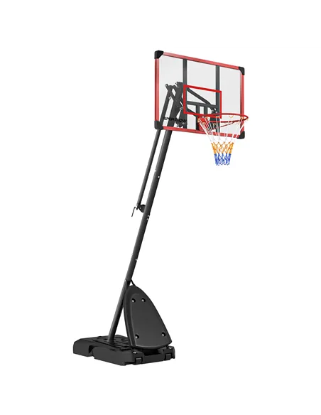 SPORTNOW 2.4-2.9m Adjustable Basketball Hoop and Stand with Weighted Base, Portable on Wheels, Red