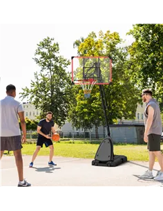 SPORTNOW 2.4-2.9m Adjustable Basketball Hoop and Stand with Weighted Base, Portable on Wheels, Red 2