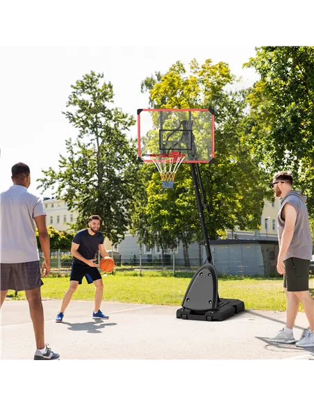 SPORTNOW 2.4-2.9m Adjustable Basketball Hoop and Stand with Weighted Base, Portable on Wheels, Red