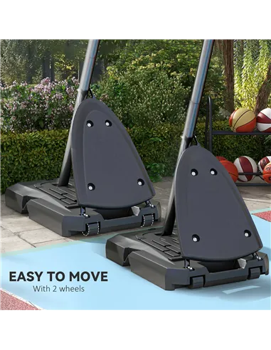 SPORTNOW 2.4-2.9m Adjustable Basketball Hoop and Stand with Weighted Base, Portable on Wheels, Red