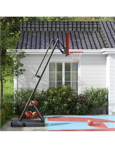 SPORTNOW 2.4-2.9m Adjustable Basketball Hoop and Stand with Weighted Base, Portable on Wheels, Red