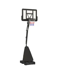 SPORTNOW 245-305cm Adjustable Basketball Hoop and Stand, with Wheels, Black