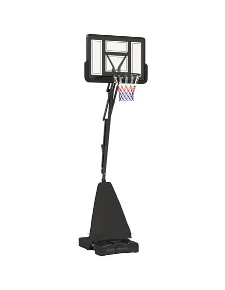 SPORTNOW 245-305cm Adjustable Basketball Hoop and Stand, with Wheels, Black