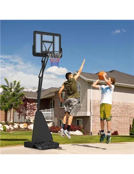 SPORTNOW 245-305cm Adjustable Basketball Hoop and Stand, with Wheels, Black