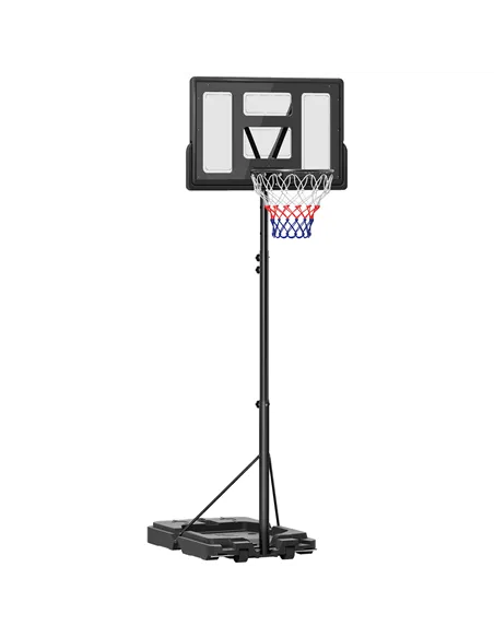 SPORTNOW 2.3-3.05m Basketball Hoop and Stand, with Weighted Base, Wheels, Black