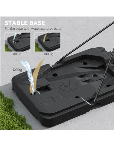 SPORTNOW 2.3-3.05m Basketball Hoop and Stand, with Weighted Base, Wheels, Black