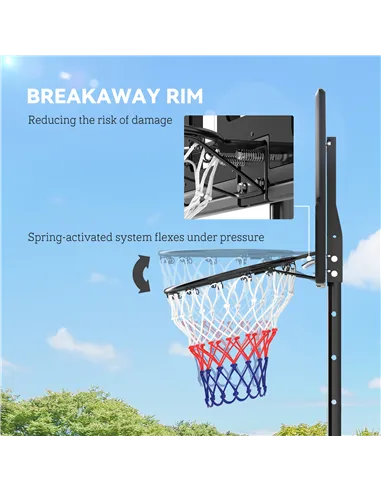 SPORTNOW 2.3-3.05m Basketball Hoop and Stand, with Weighted Base, Wheels, Black