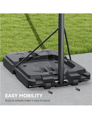 SPORTNOW 2.3-3.05m Basketball Hoop and Stand, with Weighted Base, Wheels, Black