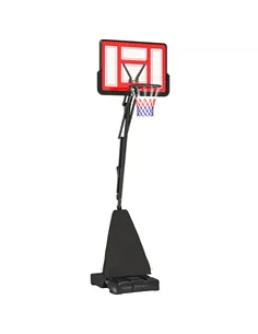 SPORTNOW 245-305cm Adjustable Basketball Hoop and Stand, with Wheels, Red