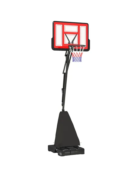 SPORTNOW 245-305cm Adjustable Basketball Hoop and Stand, with Wheels, Red