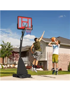 SPORTNOW 245-305cm Adjustable Basketball Hoop and Stand, with Wheels, Red 2