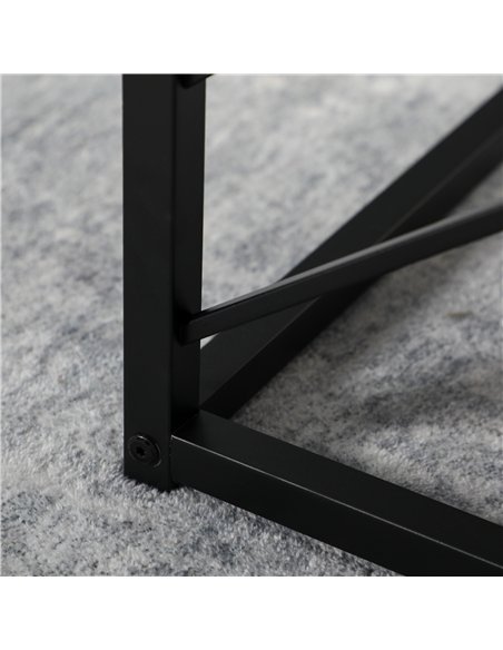 HOMCOM Nesting Coffee Tables, Set of 3 Square Side Tables with Black Metal Frame, for Living Room, Bedroom and Office, Grey