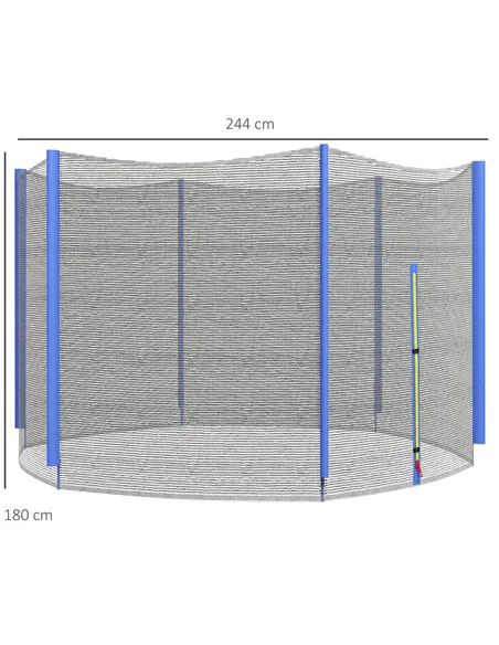 SPORTNOW 8ft Trampoline Net Replacement with 6 Plastic Pole Covers, Weather-Resistant Trampoline Netting Replacement with Zipped